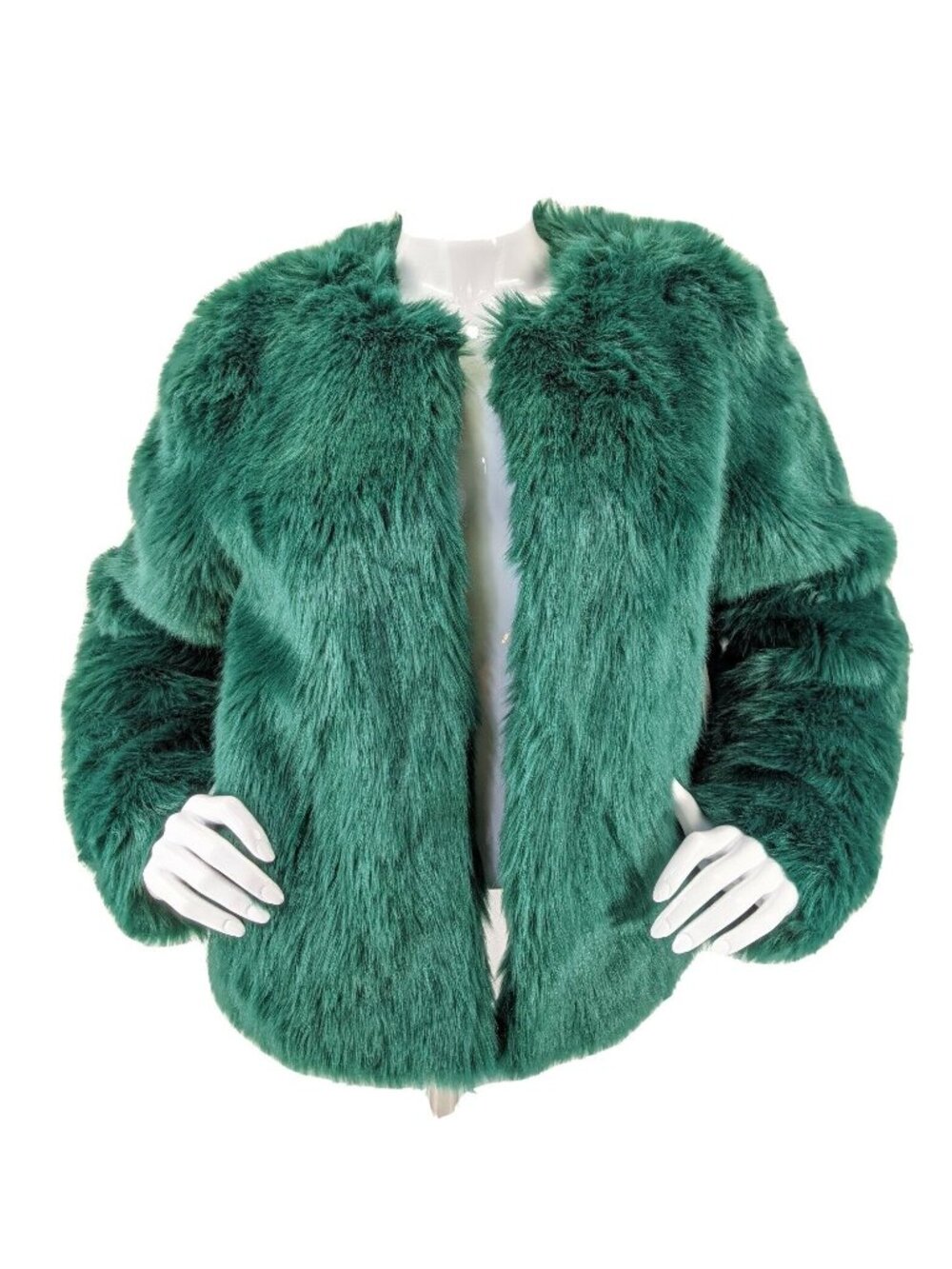 Lovers + Friends Revolve Coat Womens Size Small Crop Faux Fur Hunter Green Nwt